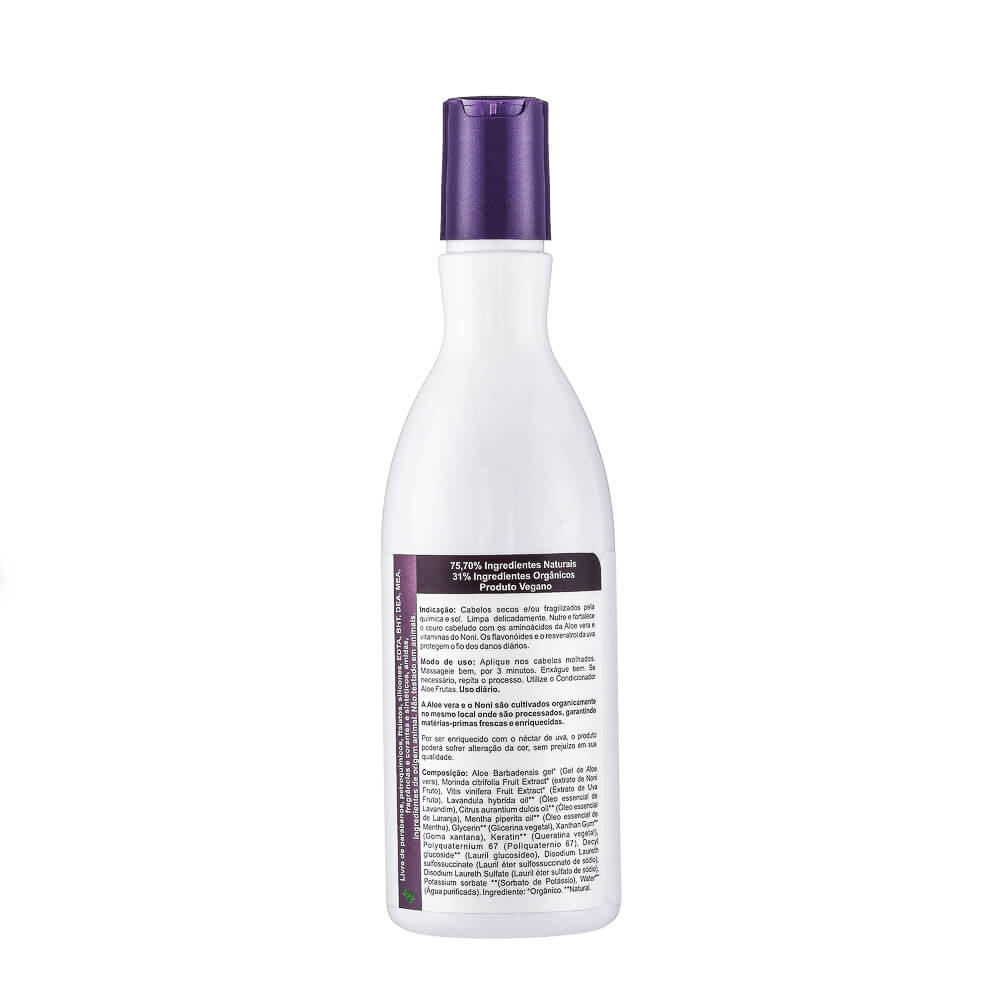 Shampoo Livealoe Natural De Aloe Frutas Com Uva E Noni Cabelos Secos 300Ml