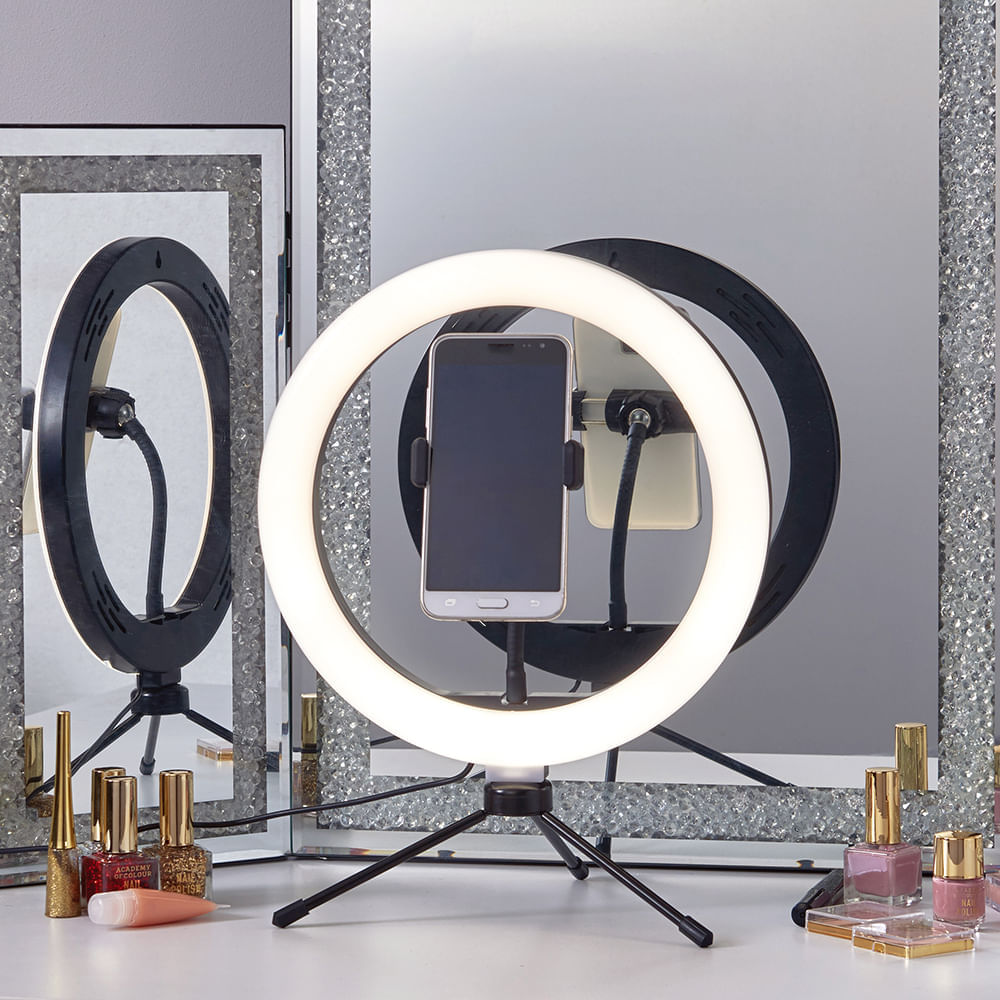 Suporte Ring Light 10 Polegadas 11W Tripé de Mesa Multilase