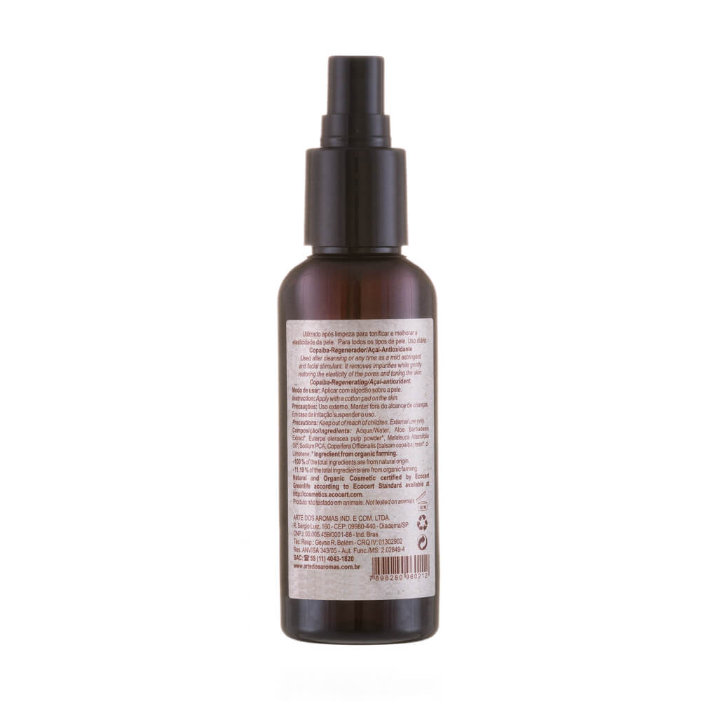 Loção Tônica Facial Arte Dos Aromas Orgânico 110Ml