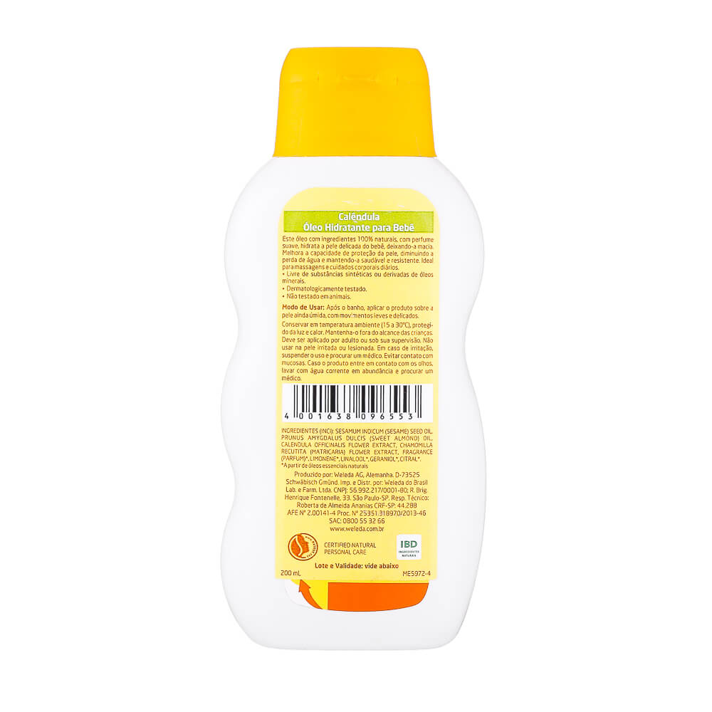Óleo Hidratante Weleda Natural Para Bebê De Calêndula 200Ml