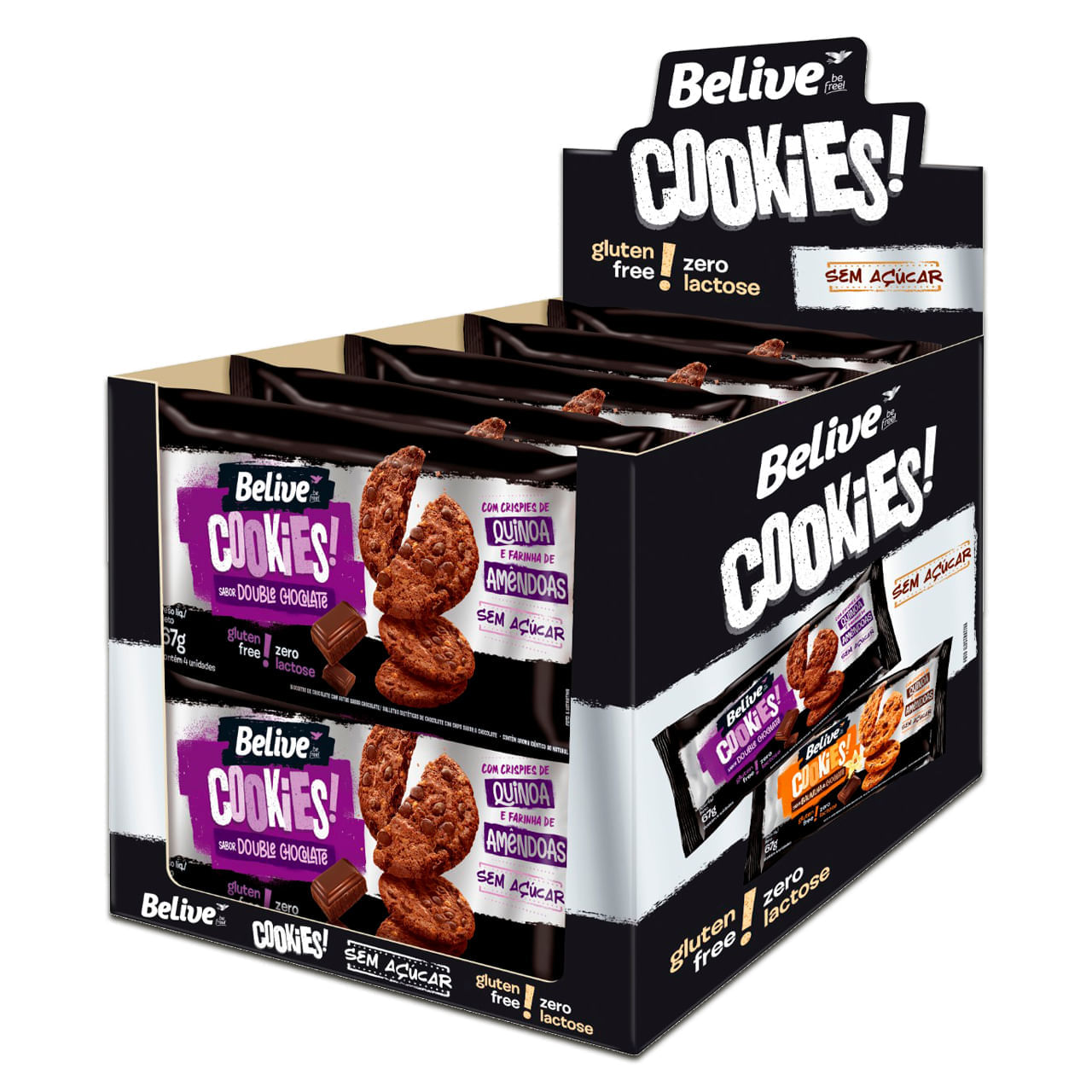 Cookies Belive Zero Açúcar Double Chocolate 67G
