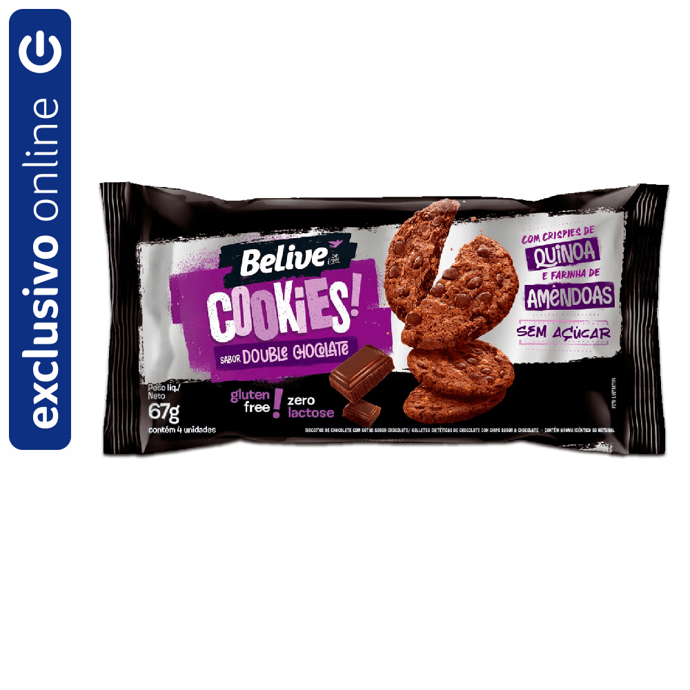Cookies Belive Zero Açúcar Double Chocolate 67G