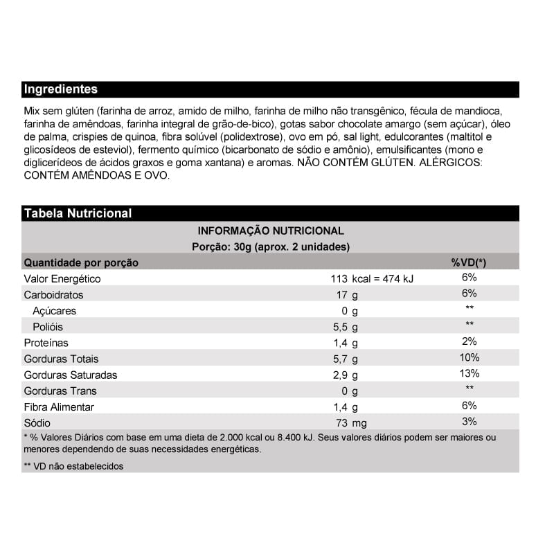 Cookies Belive Zero Açúcar Double Chocolate 67G