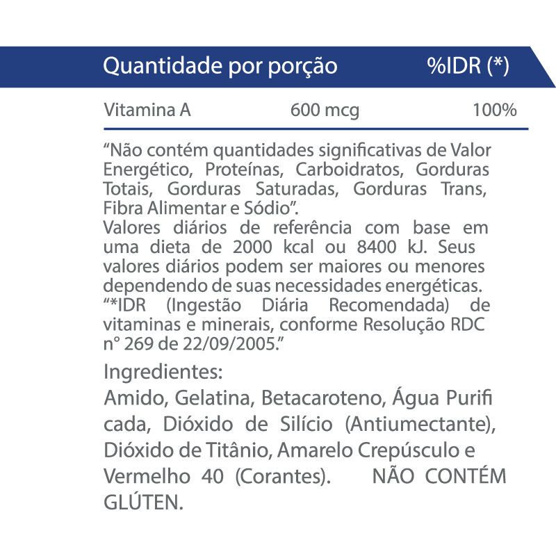 Beta Caroteno 6000UI Vitaminlife 60 Cápsulas