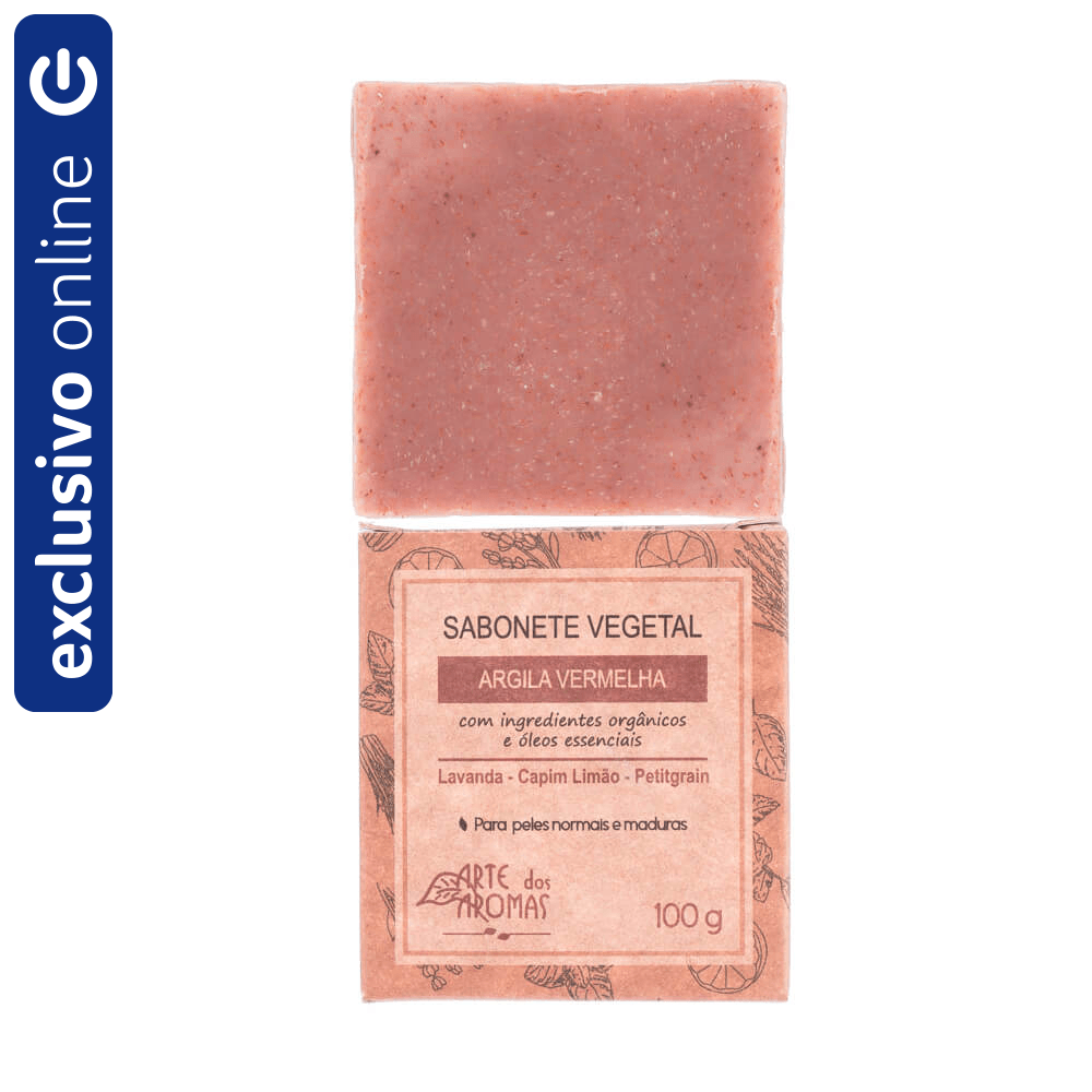 Sabonete Em Barra Vegetal Natural Arte Dos Aromas De Argila Vermelha 100G