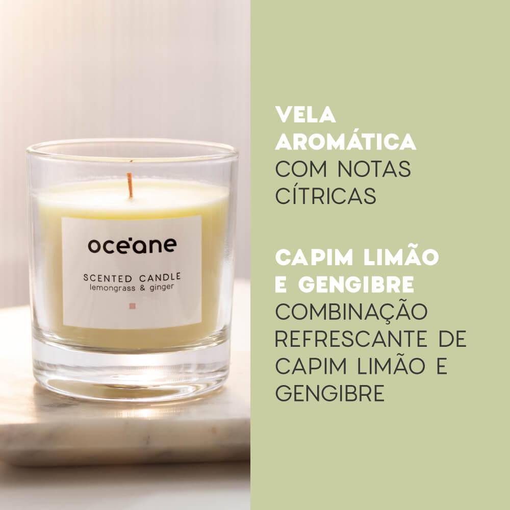 Vela Aromática Océane Capim Limão E Gengibre 180G