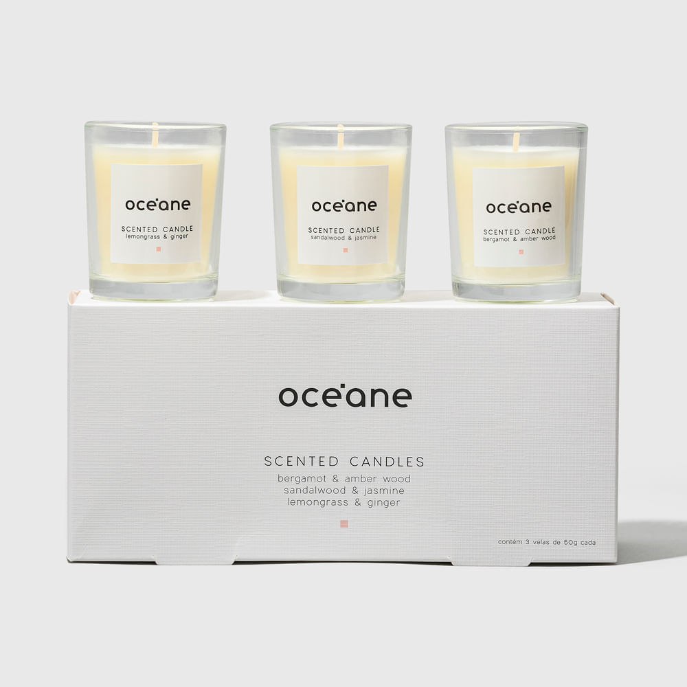 Kit 3 Velas Aromáticas Océane Scented Candle Set 50g