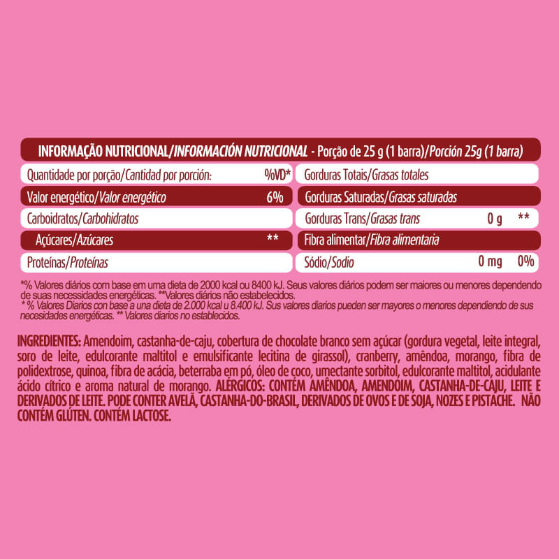 Nuts Bar Castanhas Morango e Choco Branco Banana Brasil 25g