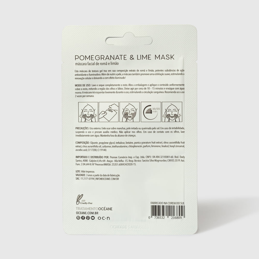 Máscara Facial Océane De Romã E Limão 8g