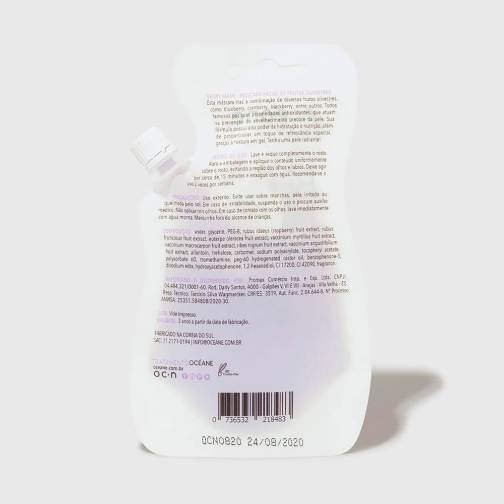 Máscara Facial Océane com Frutas Silvestres 35Ml
