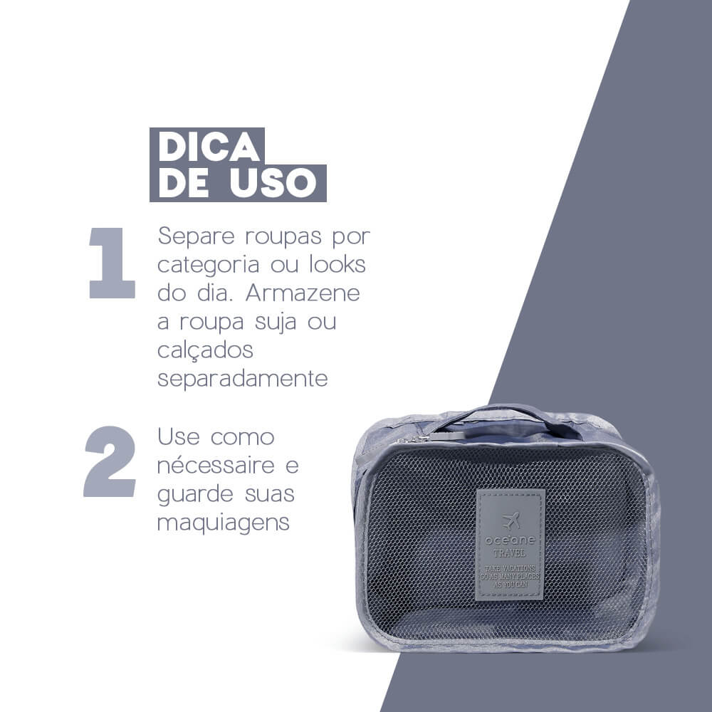 Organizador De Viagem Cinza Trip Organizer 3 Unidades
