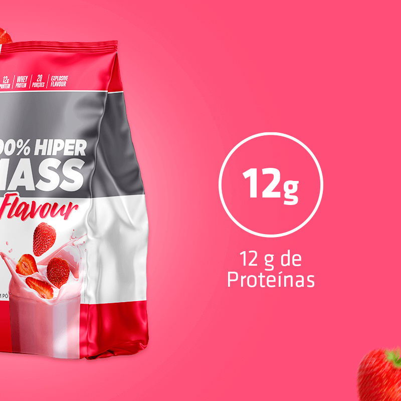 100% Hiper Mass Flavour Morango Atlhetica Nutrition 2,5kg