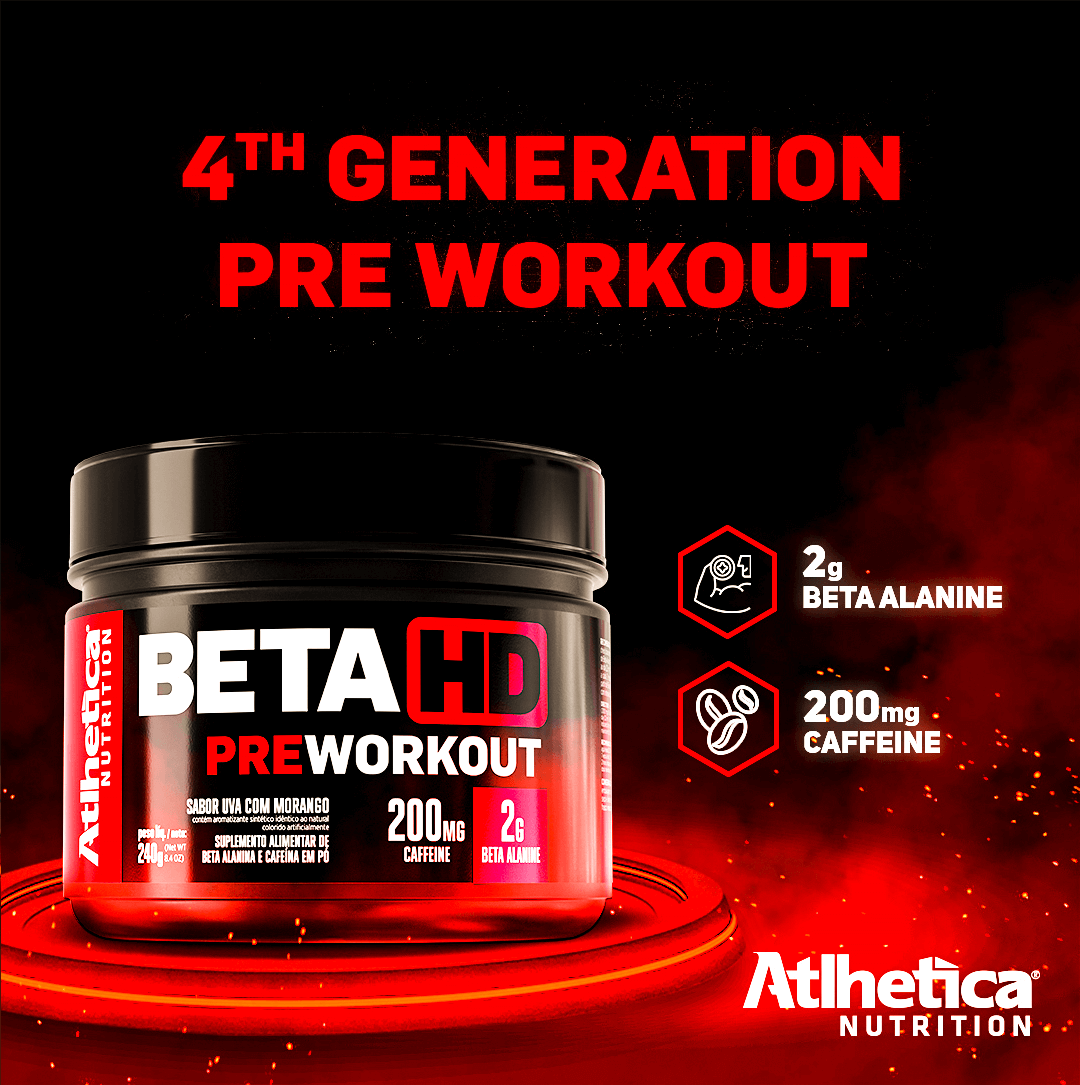 Beta HD Pre Workout Uva Com Morango Atlhetica Nutrition 240g
