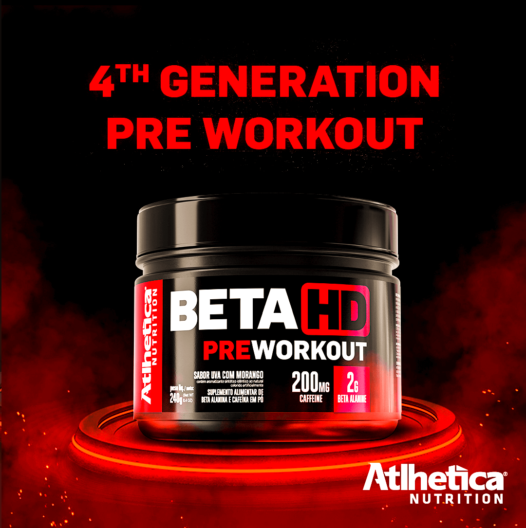 Beta HD Pre Workout Uva Com Morango Atlhetica Nutrition 240g