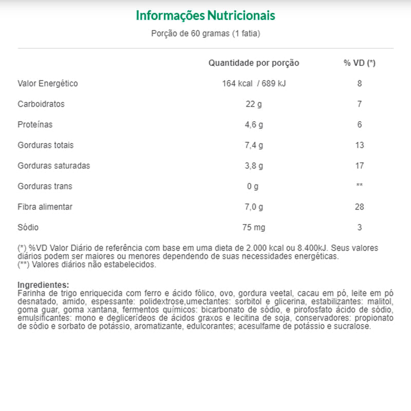 Bolo Zero Adição de Açucares Chocolate Suavipan 250g