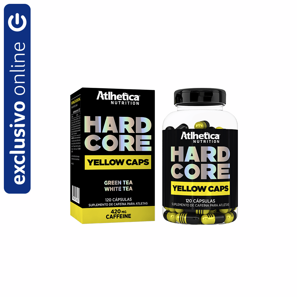 Hardcore Yellow 420mg Cafeína Atlhetica Nutrition 120 Cápsulas