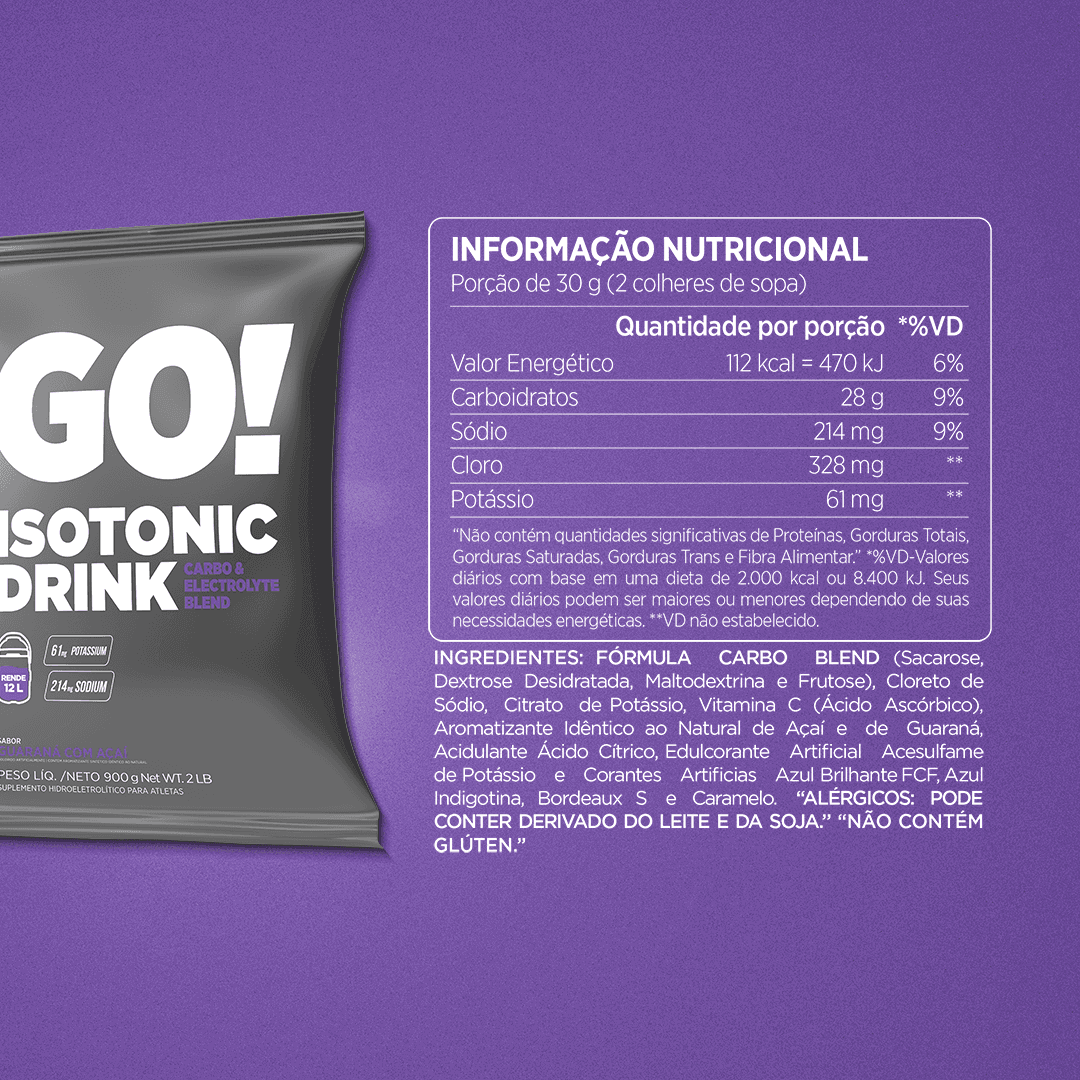 GO! Isotonic Drink Guaraná Com Açaí Atlhetica Nutrition 900g