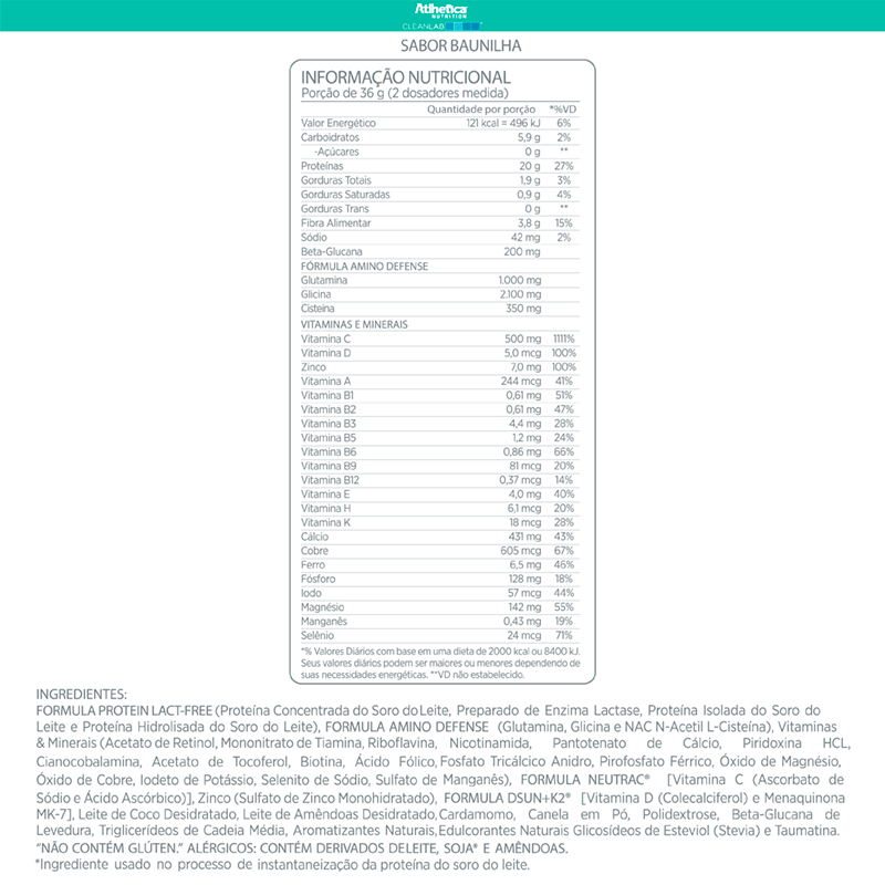 Cleanlab Immuno Balance Protein Baunilha Atlhetica 500g