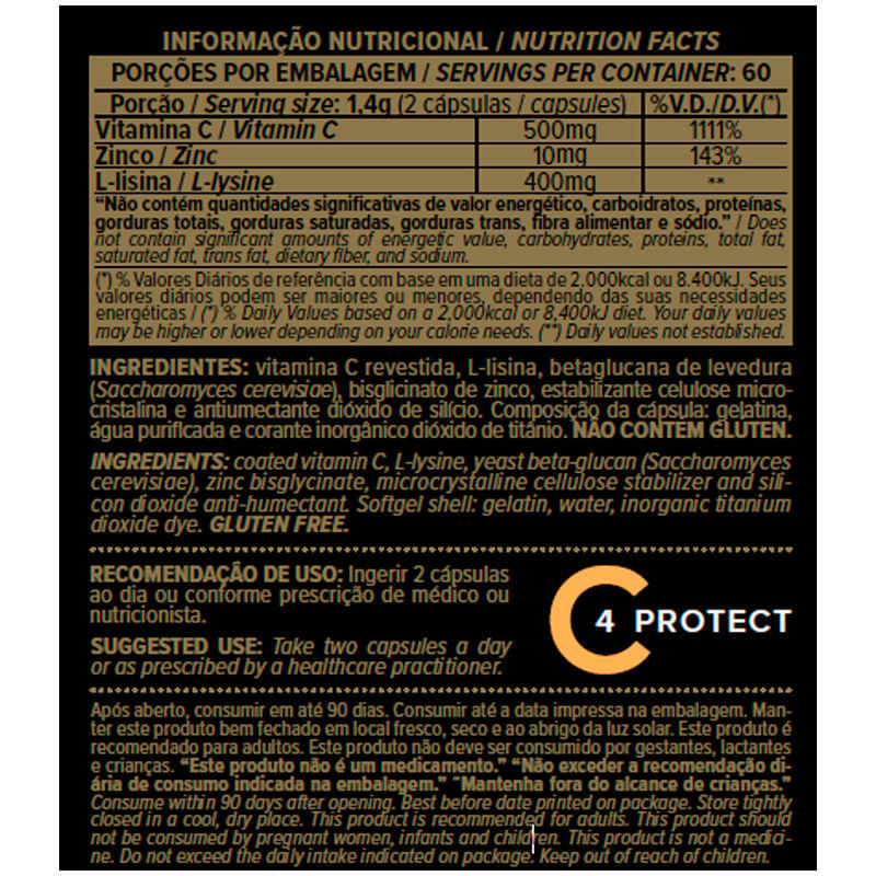 Vit C 4 Protect Essential Nutrition 120 Cápsulas