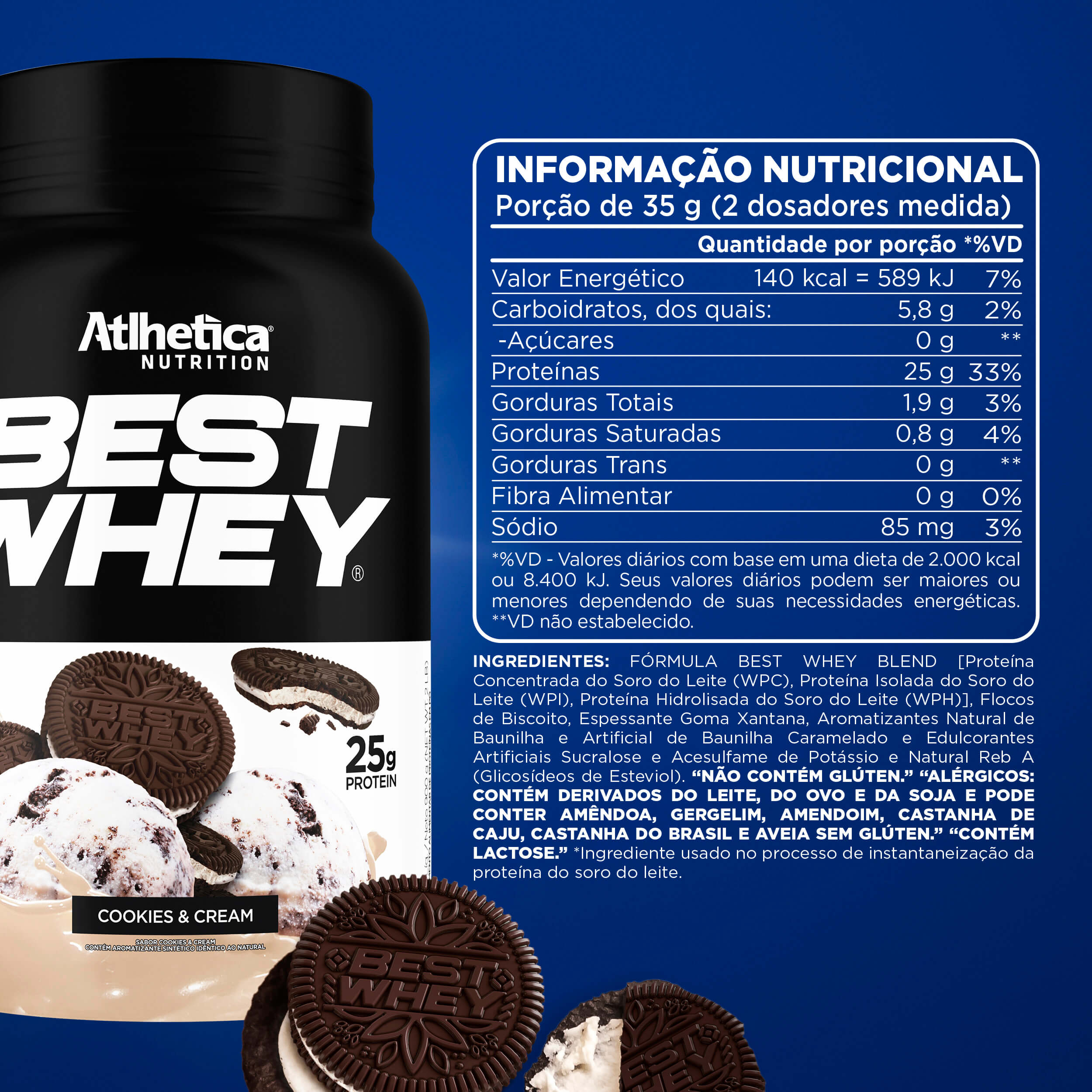 Best Whey Protein Cookies&Cream Atlhetica Nutrition 900g