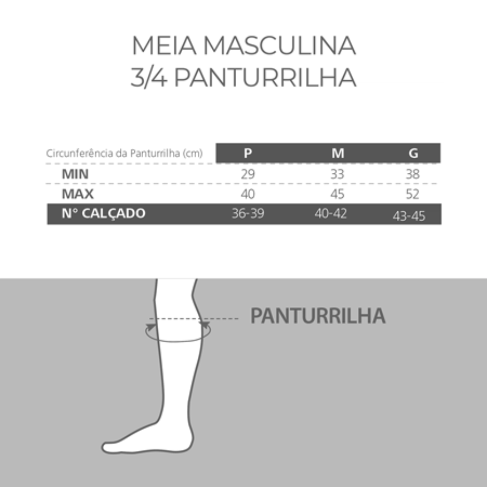 Meia Attiva Alta Compressão 20-30 Mmhg Panturrilha Tam M