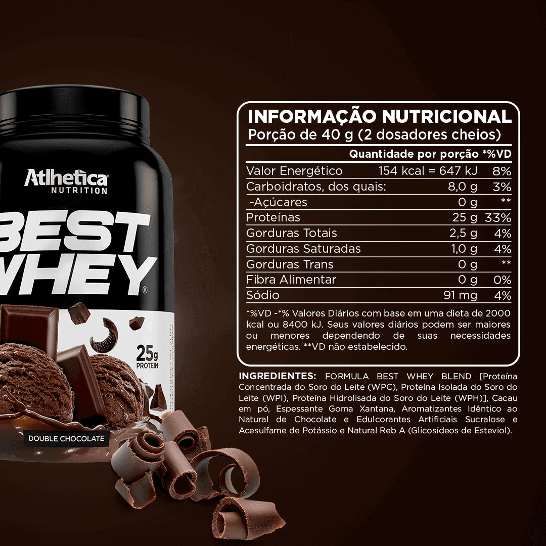 Best Whey Protein Double Chocolate Atlhetica Nutrition 900g