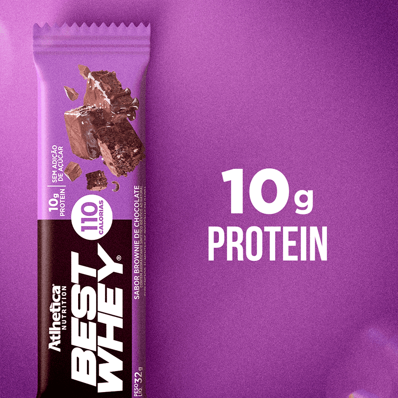 Best Whey Bar Brownie Chocolate Atlhetica Nutrition Display 12 Unidades de 32g
