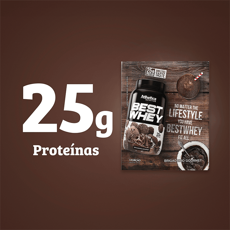 Best Whey Protein Brigadeiro Gourmet Atlhetica Nutrition Display 15 Sachês de 40g