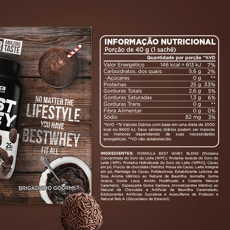 Best Whey Protein Brigadeiro Gourmet Atlhetica Nutrition Display 15 Sachês de 40g