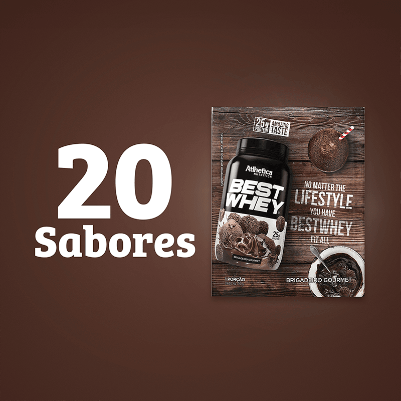 Best Whey Protein Brigadeiro Gourmet Atlhetica Nutrition Display 15 Sachês de 40g