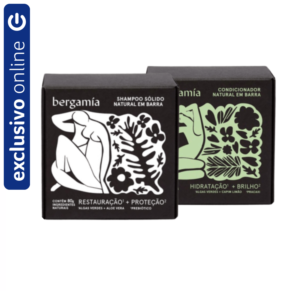 Kit Bergamia Sólido Hidratação E Brilho Shampoo 80g + Condicionador 80g