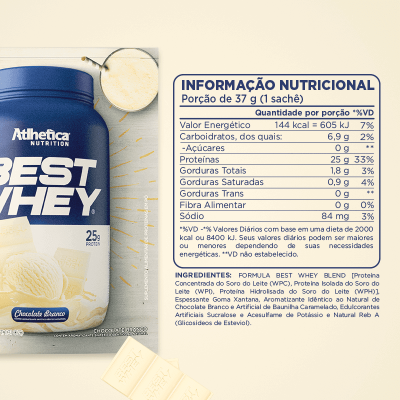 Best Whey Protein Atlhetica Nutrition Chocolate Branco 15 Sachês com 37g