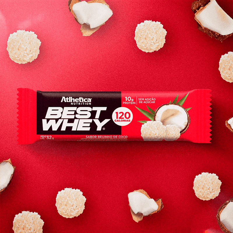 Best Whey Bar Atlhetica Nutrition Beijinho de Coco Display 12 Unidades de 32g