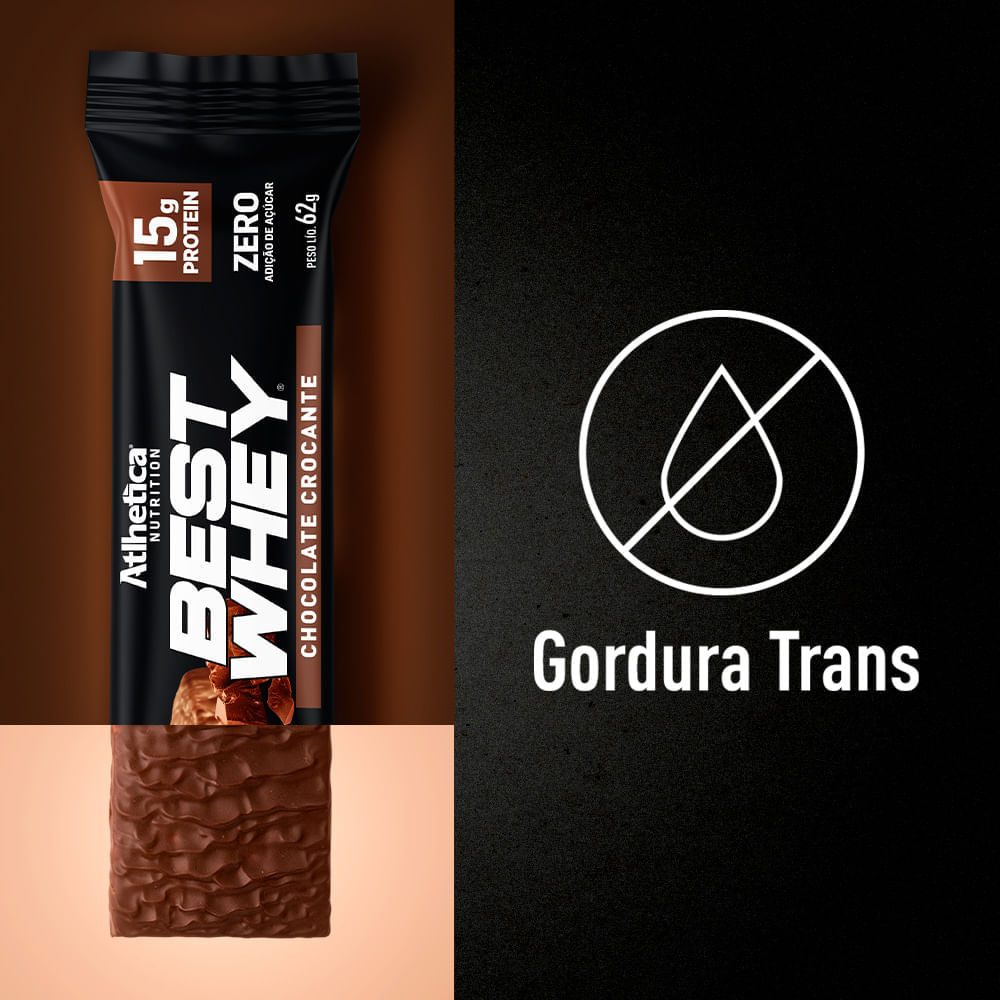 Best Whey Bar Atlhetica Nutrition Chocolate Crocante Display 12 Unidades de 62g