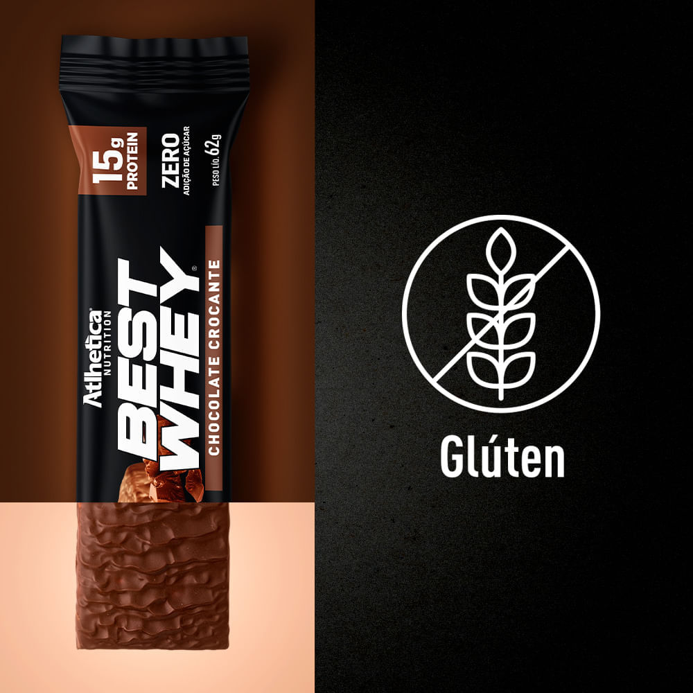 Best Whey Bar Atlhetica Nutrition Chocolate Crocante Display 12 Unidades de 62g