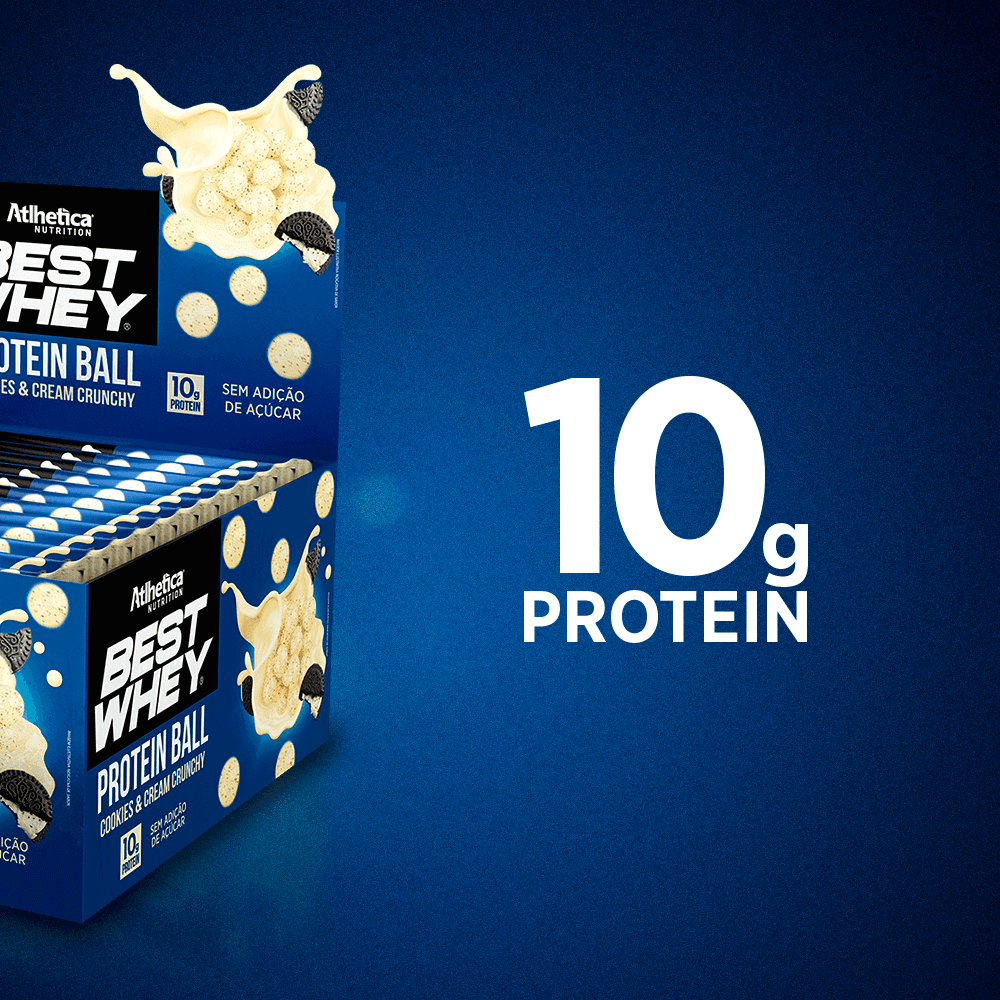 Best Whey Protein Ball Cookies&Cream Atlhetica Nutrition 12 Sachês de 50g