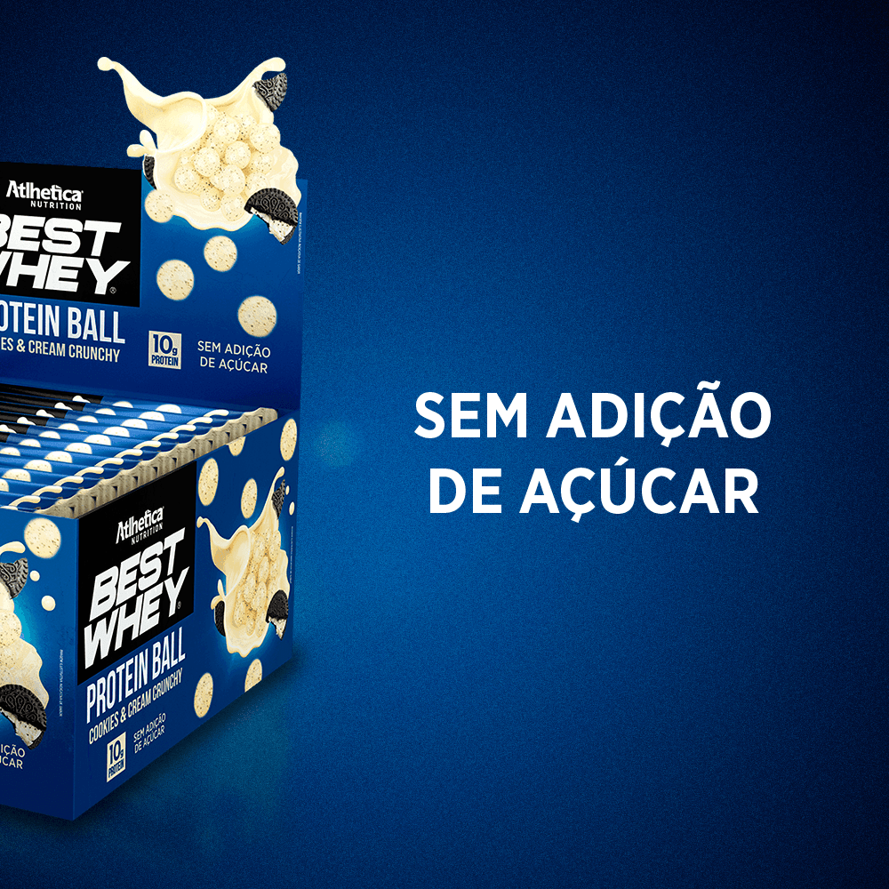 Best Whey Protein Ball Cookies&Cream Atlhetica Nutrition 12 Sachês de 50g