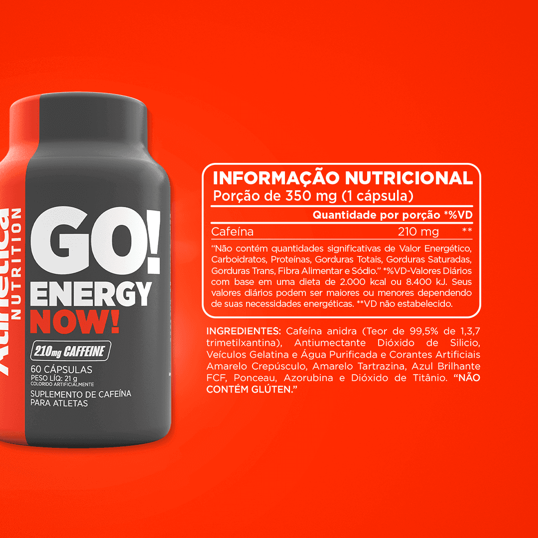 GO! Energy Now Cafeína Atlhetica Nutrition 210mg