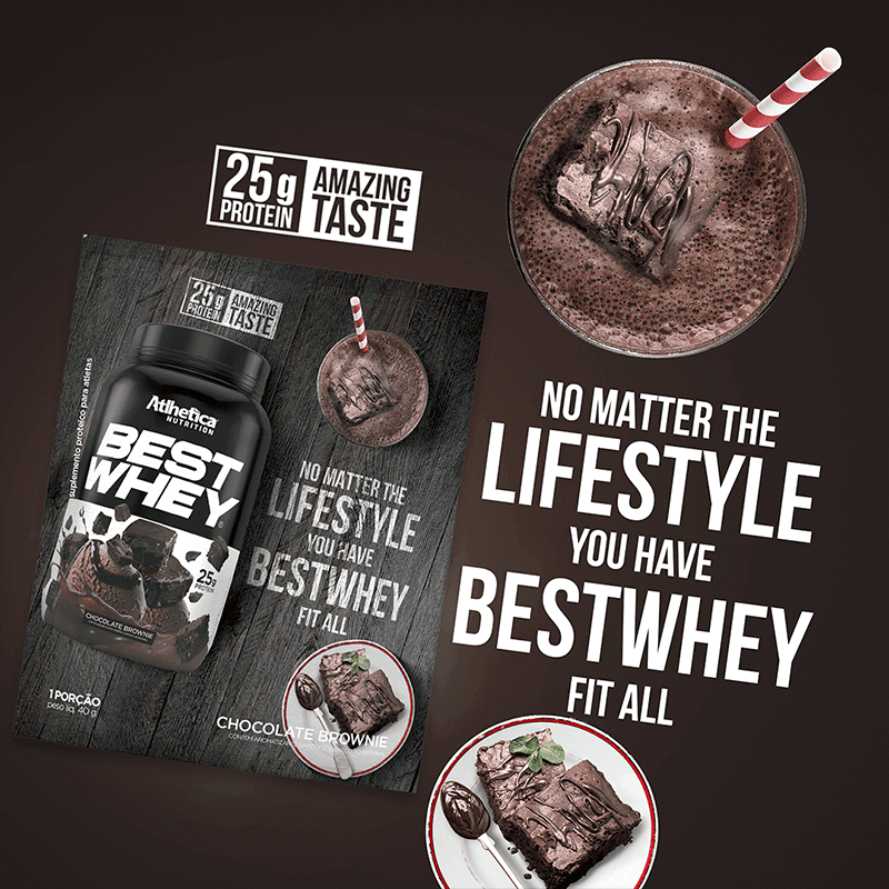 Best Whey Protein Atlhetica Nutrition Brownie Chocolate 15 Sachês Com 40g