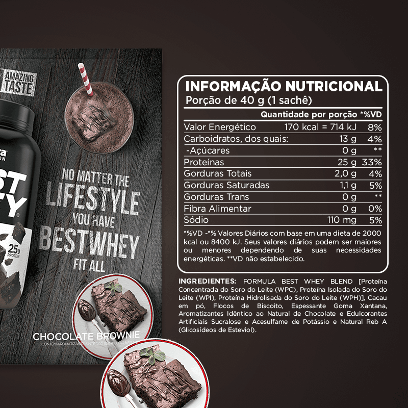 Best Whey Protein Atlhetica Nutrition Brownie Chocolate 15 Sachês Com 40g