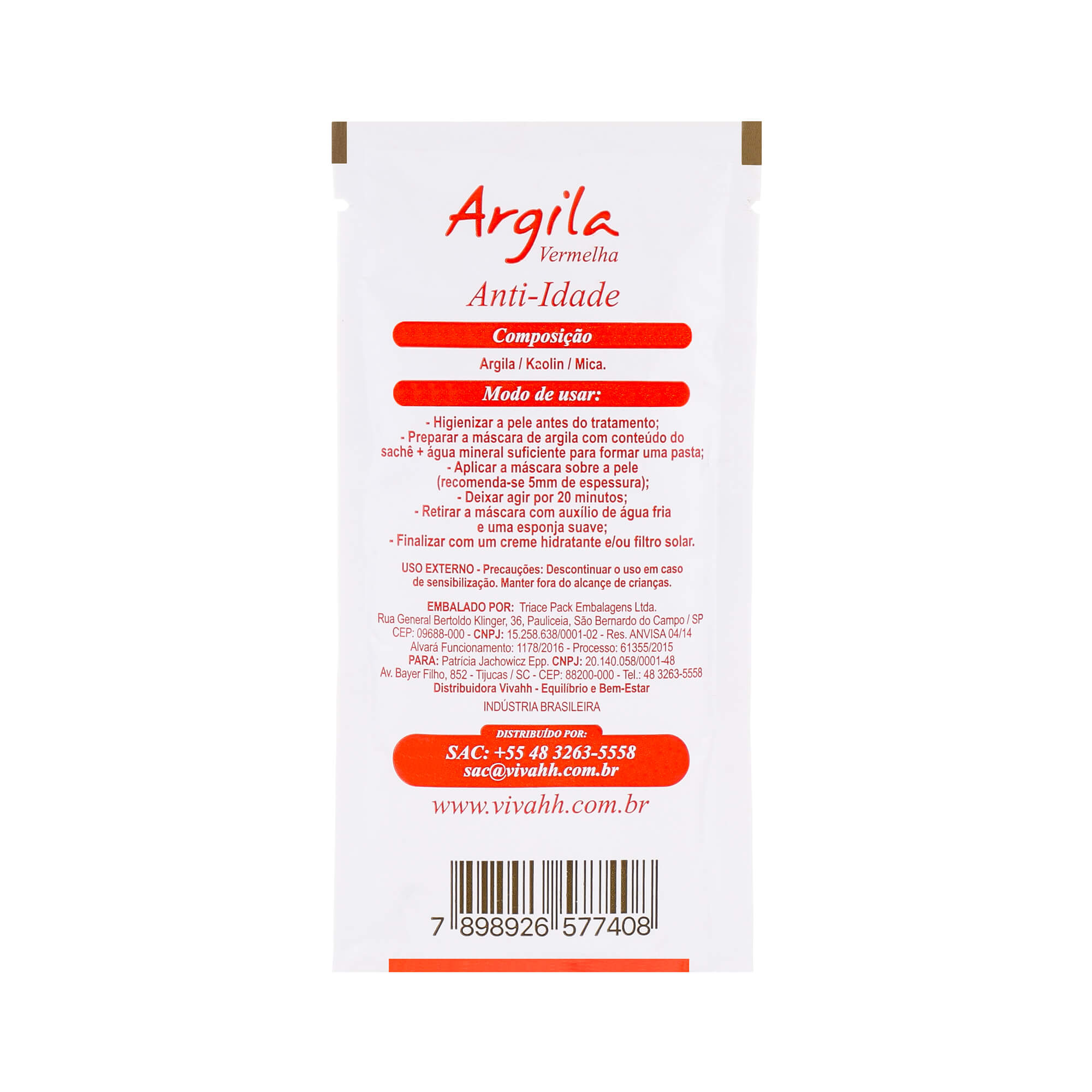Kit 6 Máscaras Facial Terramater Argila Vermelha 40g