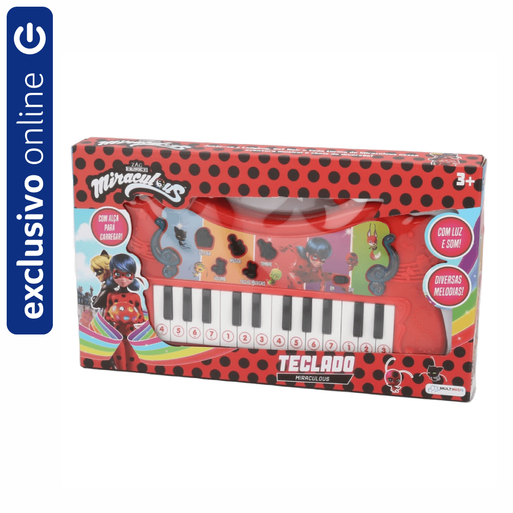 Teclado Musical Multikids Com Luz E Som Miraculous Ladybug