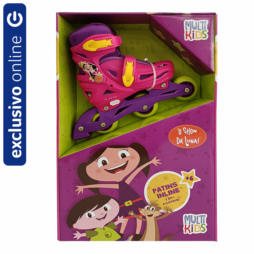 Patins Multikids Inline 2 em 1 O Show Da Luna Tamanho 31-34