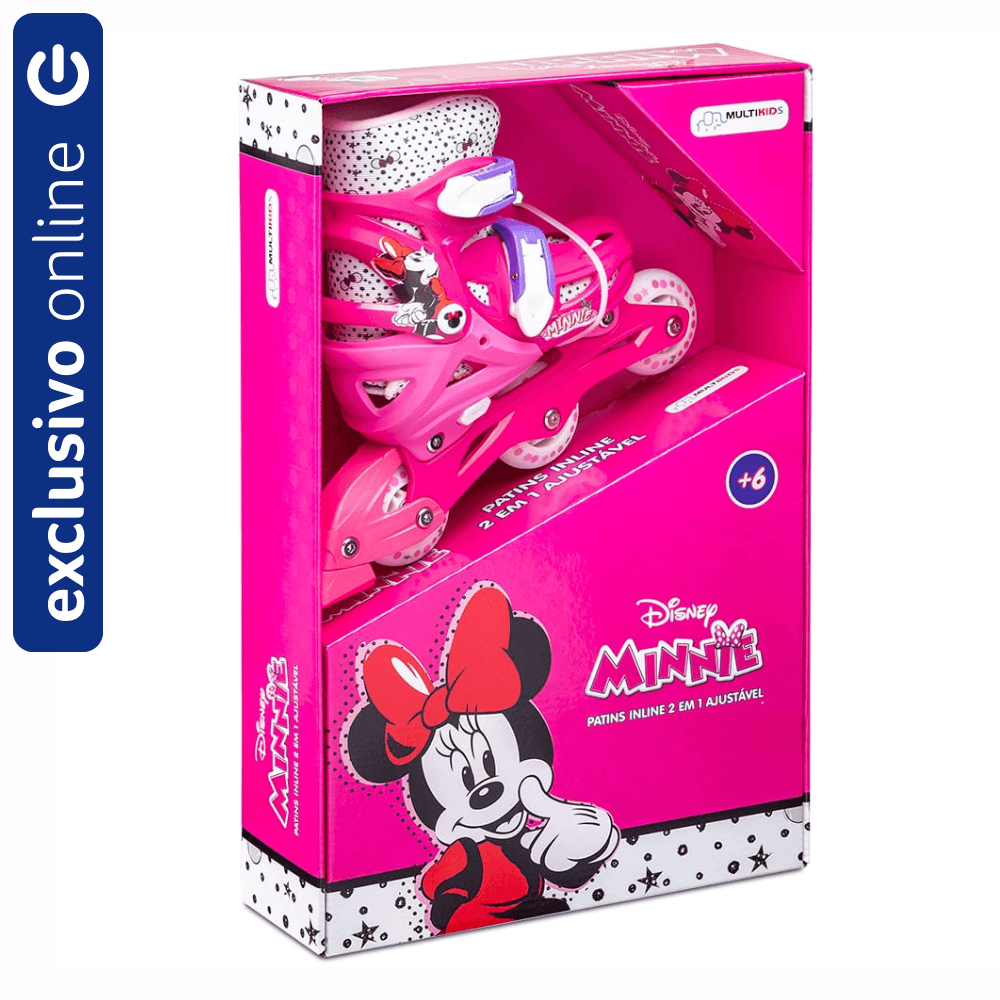 Patins Multikids Inline 2 em 1 Minnie Tamanho 35-38