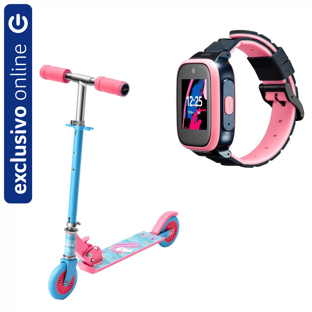 Kit Patinete 2 Rodas Unicorn E KidWatch Infantil Rosa Atrio