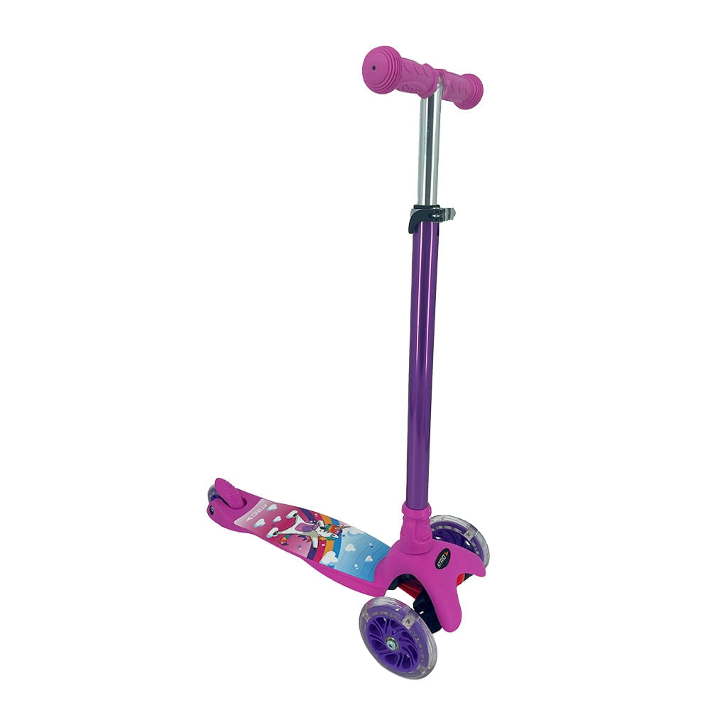 Patinete 3 Rodas Atrio Led New Unicórnio Rosa