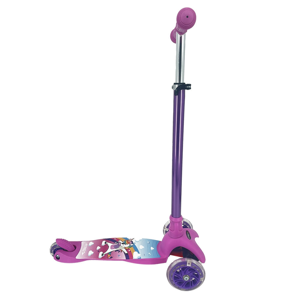 Patinete 3 Rodas Atrio Led New Unicórnio Rosa