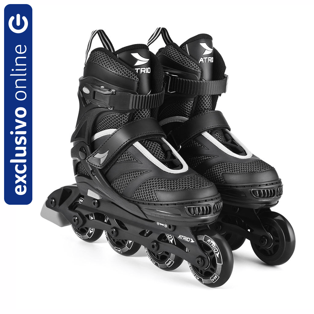 Patins Atrio Inline Regulável Preto Tamanho 33-36