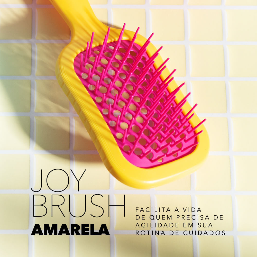 Escova De Cabelo Océane Joy Brush Raquete Vazada Amarelo