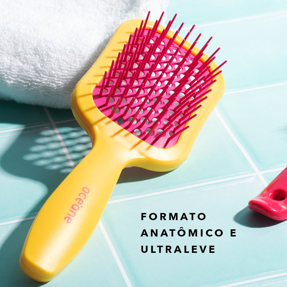 Escova De Cabelo Océane Joy Brush Raquete Vazada Amarelo